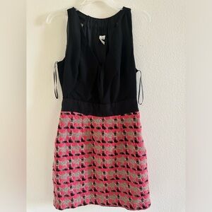 NELL COUTURE Pink Black Tweed & Chiffon Dress NWT 12 Anthropologie